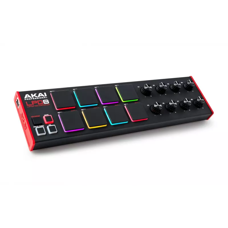 Teclado MIDI Akai LPD8 MKII 8 teclas USB preto, vermelho