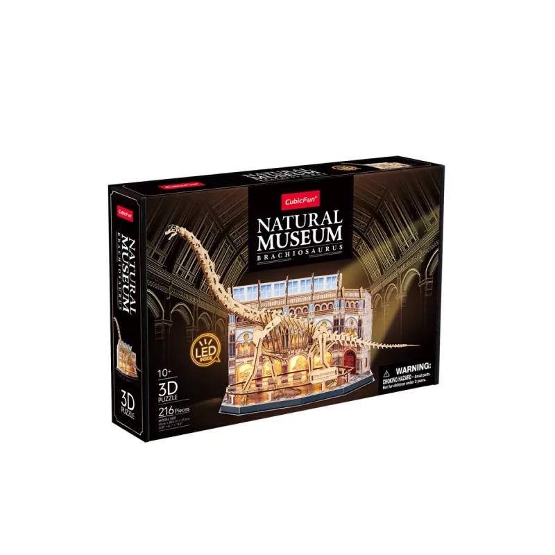 Puzzle 3D LED Dante CubicFun NatMus Brachiosaurus 05447 – modelo educativo de montagem com luz LED