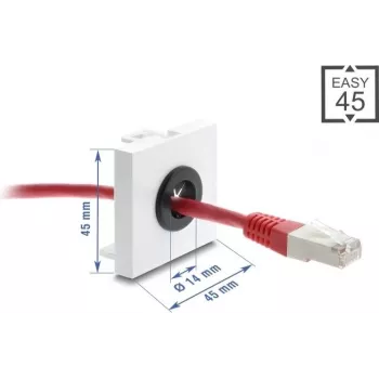 Passa-cabos DELOCK Easy 14 mm de diâmetro modelo 91071 para encaminhamento de cabos e passagem em secretária