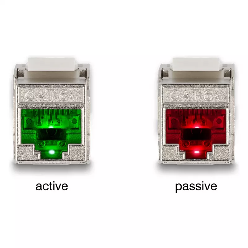 Módulo Keystone DeLOCK RJ45 fêmea para LSA Cat.6A com LED prateado-branco