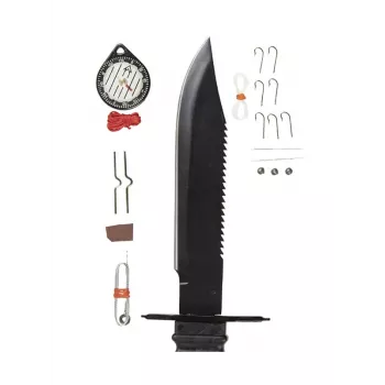 Faca de sobrevivência fixa Mil-Tec Special Forces 15368000 – aço inoxidável, espiga completa, comprimento total 310 mm, lâmina 185 mm, preto