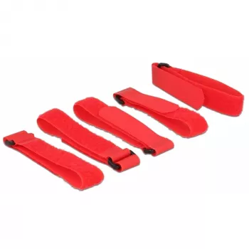 Fita de velcro DeLOCK 18705 vermelho 20 mm x 300 mm 5 unid.