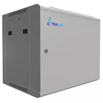 Extralink armário rack 9U 600x450 ASP cinzento montagem na parede, porta metálica
