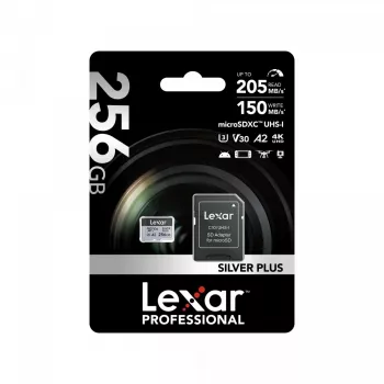 Cartão de memória microSD 256GB C10 A2 U3 V30 205/150MB/s Silver Plus