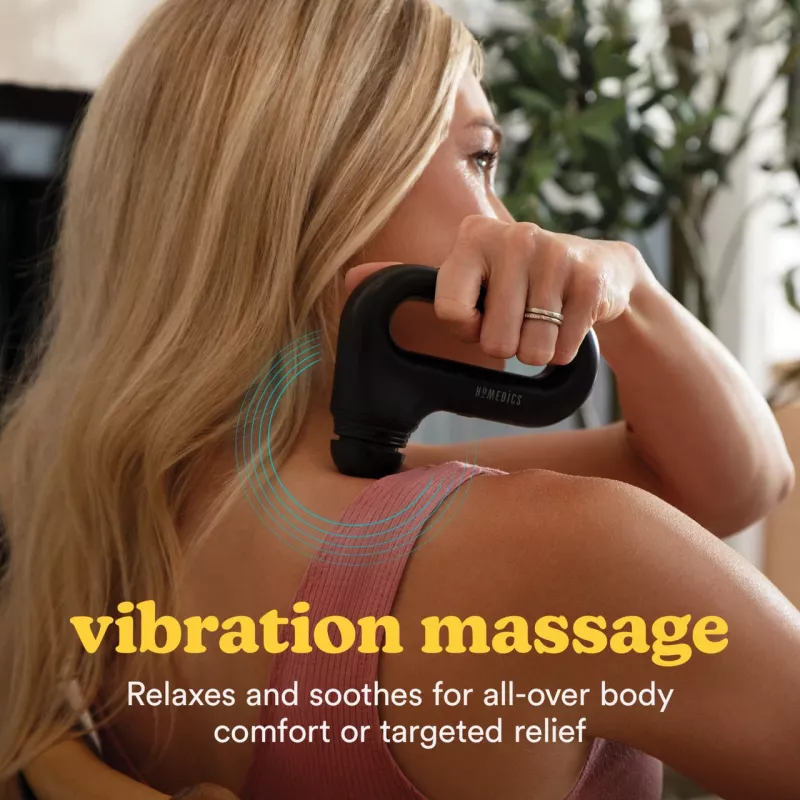 Pistola de massagem vibratória portátil HoMedics HHP-120BK – massajador de percussão compacto recarregável