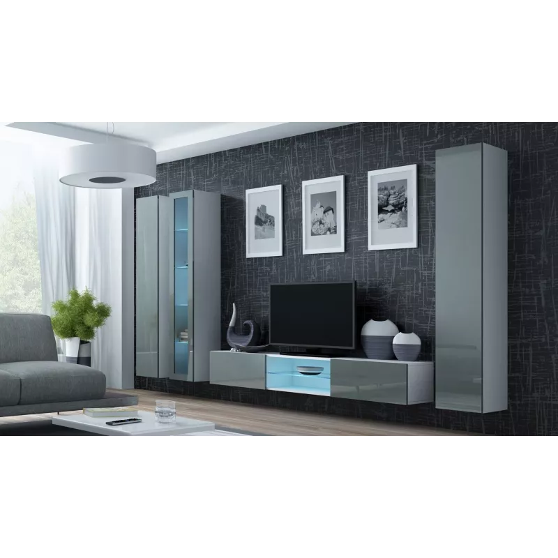 Vitrina Cama VIGO '180' 180/40/30 branco/cinzento brilhante