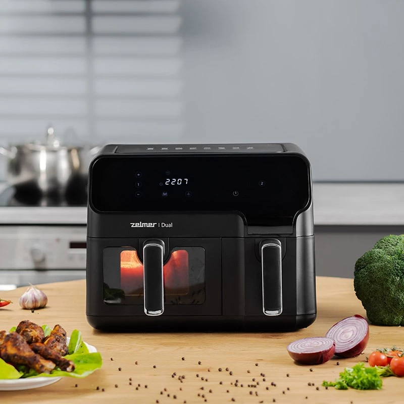 Fritadeira de ar quente Zelmer ZAF9000 5,5 l + 3,5 l 2700 W preta