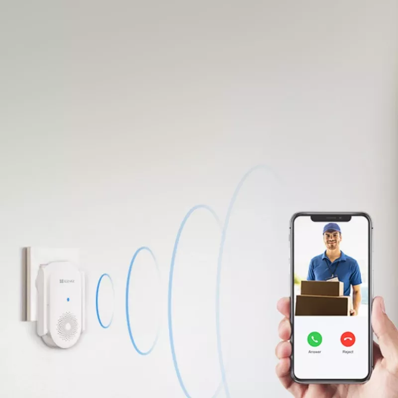 Campainha inteligente Wi-Fi EZVIZ CH1 para campainhas de vídeo alimentadas por pilhas