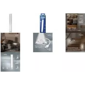 Lâmpada com detetor de movimento Varta 17624101111 design fino a pilhas, ativada por movimento LED