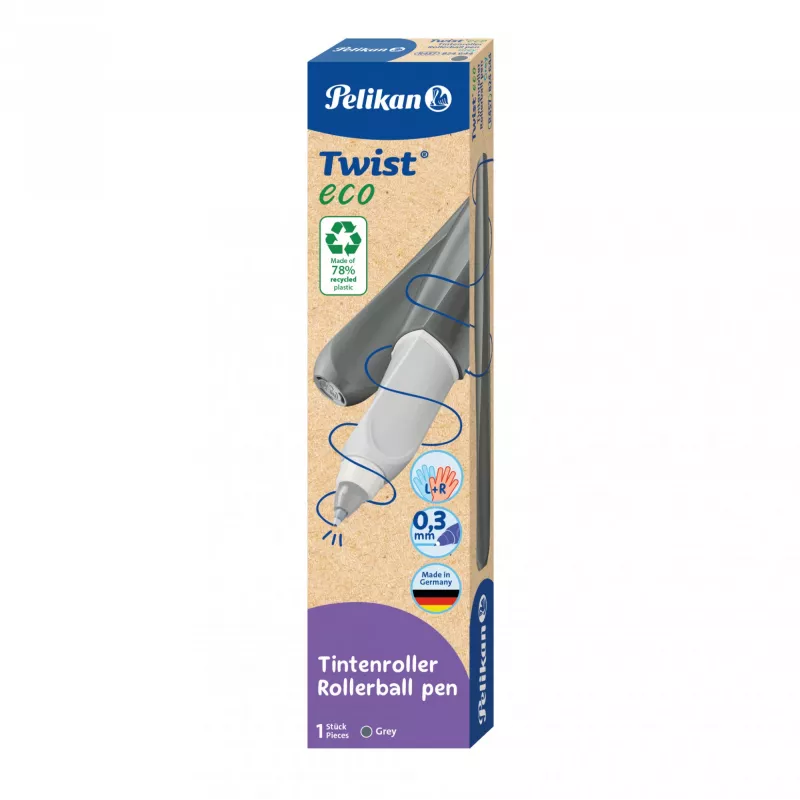 Caneta de feltro Pelikan Twist eco azul-cinzento – escrita confortável e suave