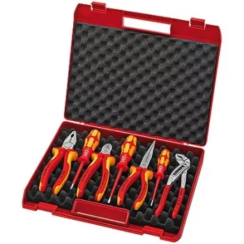 Conjunto de alicates/ferramentas Knipex 7 peças bainhas multicomponente/estojo revestido VDE