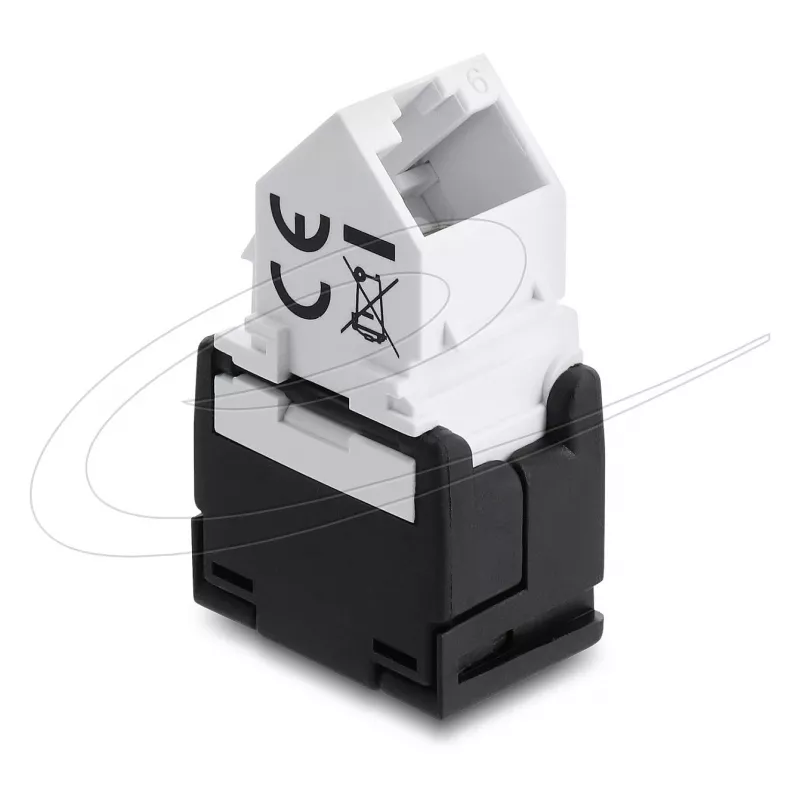 Módulo Keystone DELOCK conector fêmea RJ45 para LSA Cat.6 45° angular não blindado preto