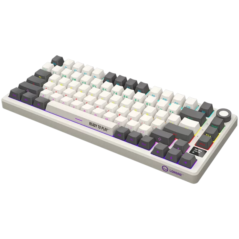 LORGAR KBP7075W, teclado gaming mecânico 75% sem fios Pro, bege, layout EN