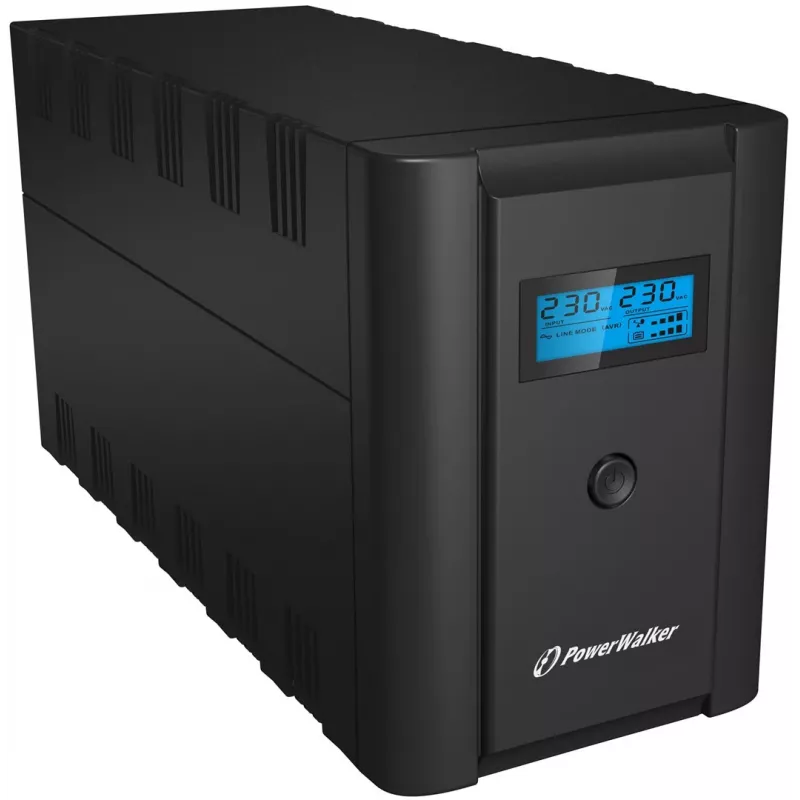 PowerWalker VI 1200 SHL UPS line-interactive 1200 VA (1,2 kVA), 600 W, 4 tomadas (2x Schuko, 2x IEC C13), USB, LCD, preto