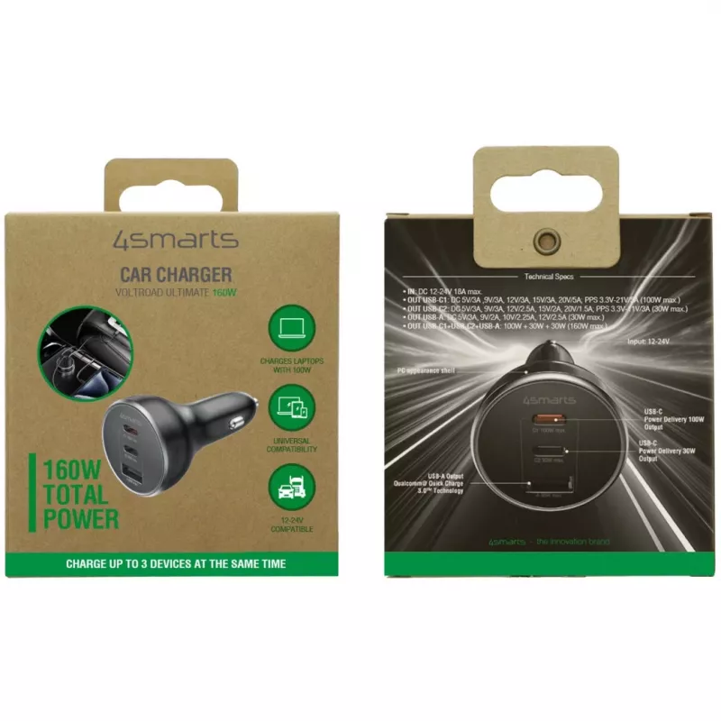 4smarts carregador de automóvel VoltRoad Ultimate 160W preto (541224)
