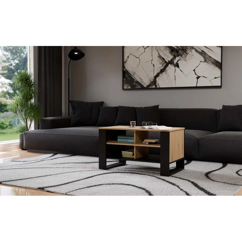 Mesa de centro top e shop Topeshop STOLIK KAWOWY ŁAWA MODERN 4P carvalho Artisan preto