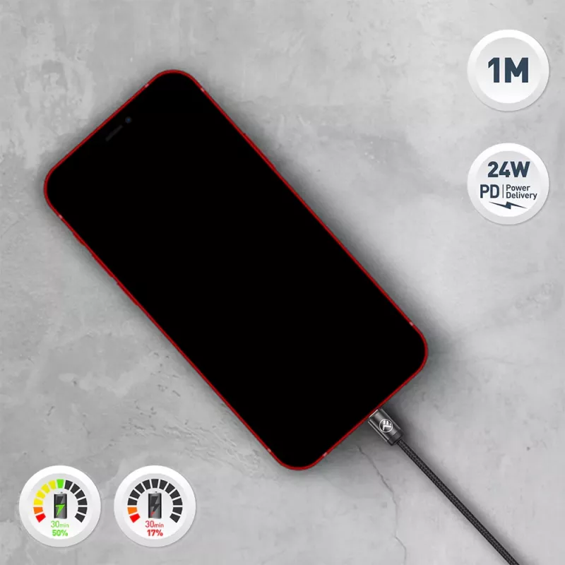 Cabo USB-C para Lightning Tellur TLL155781 – 1 m, 3 A