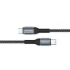 Qoltec 52358 cabo USB-C para USB-C, USB 2.0, 480 Mbps, 100 W PD, QC 3.0, entrançado de nylon, 1,5 m, preto
