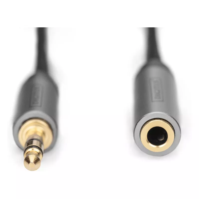 Cabo de extensão de áudio Digitus 3,5 mm jack para 3,5 mm fêmea 1 m Preto