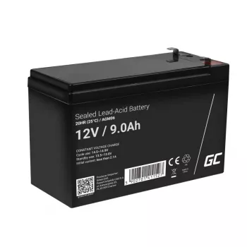 Bateria UPS Green Cell AGM06 — 12 V 9 Ah chumbo-ácido (VRLA) 95 × 151 × 65 mm, 2,3 kg