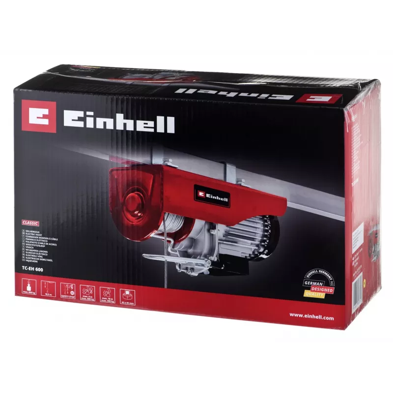 Einhell TC-EH 600 2255150 talha elétrica de cabo, 1050 W, 600 kg, 8 m/min, vermelha