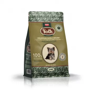 FOLK raças pequenas tradicional pato da Grande Polónia com coelho, maçãs e manjerona - comida seca para cães - 1,6 kg