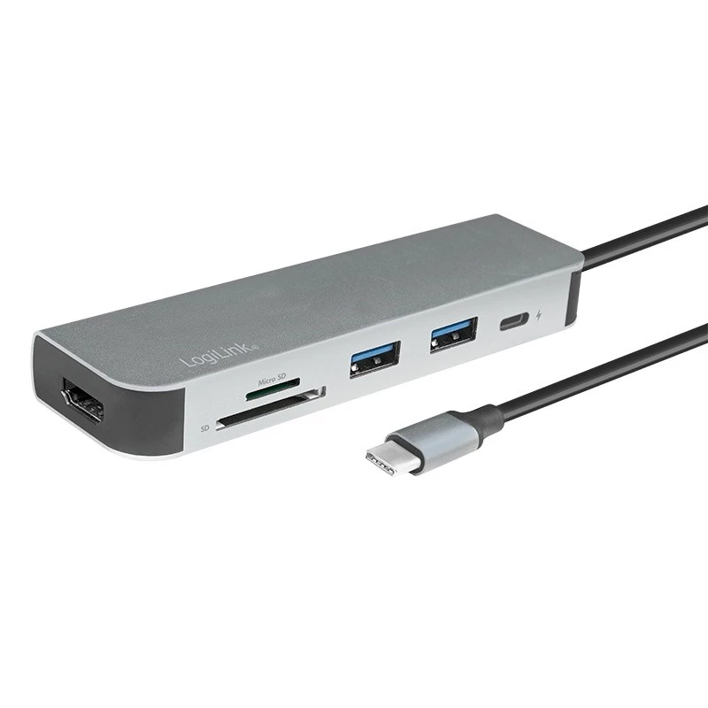 LogiLink UA0343 hub multiporta USB-C alumínio USB 3.2 2.ª geração mult