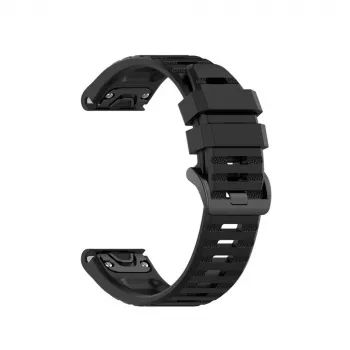 Pulseira de silicone FIXED para Garmin QuickFit 26mm Preto — pulseira de relógio de substituição 26 mm