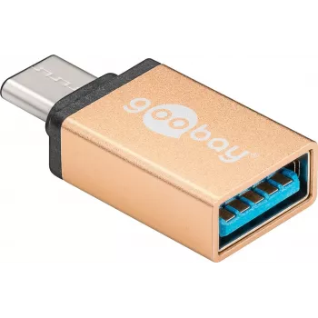 Adaptador USB-C™ Goobay Wentronic - conector fêmea USB 3.0 A, dourado - para ligação entre dispositivos USB-C™ e USB-A (56622)