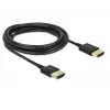 DeLOCK Slim High Quality - cabo HDMI com Ethernet - HDMI (M) a HDMI (M) - 25 cm - tripla blindagem - preto - suporte 4K (85117)