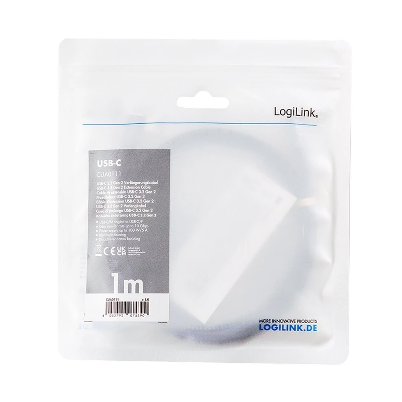 USB 3.2 Gen2 Type-C para conector fêmea USB-C, PD, 1 m