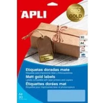 Folhas de etiquetas agipa 63,5 x 29,6 mm, dourado, para impressoras laser e fotocopiadoras, 1 folha (14887)