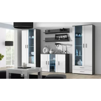 Aparador Cama Sideboard 120 cm SOHO S7 cinzento/branco brilhante