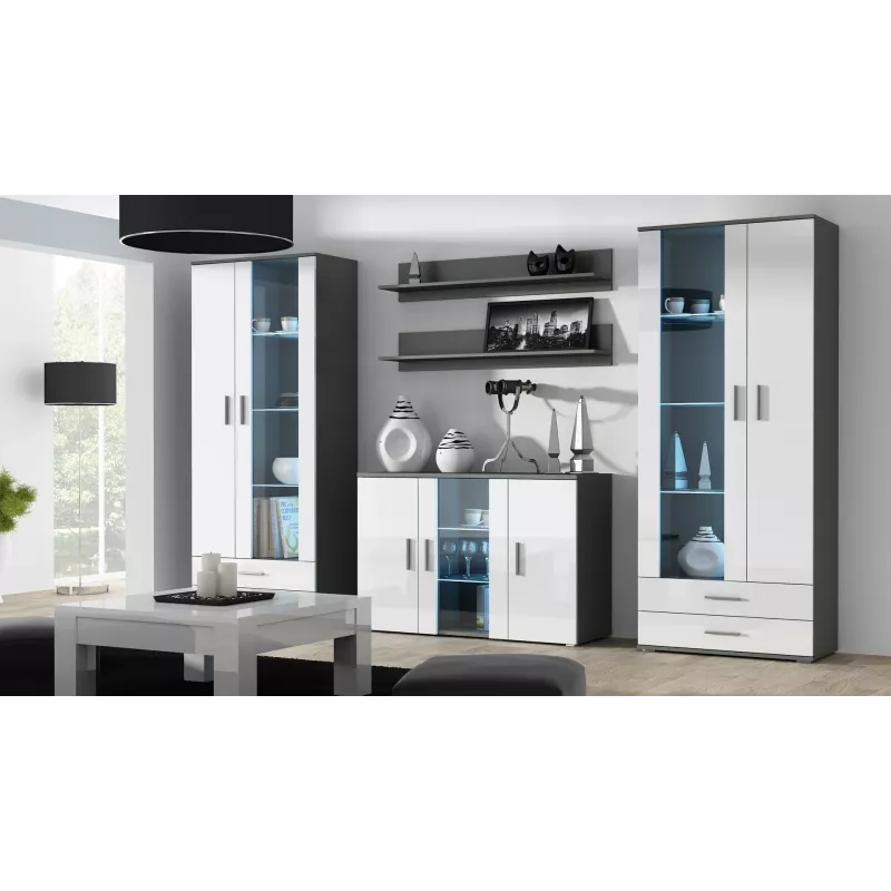 Aparador Cama Sideboard 120 cm SOHO S7 cinzento/branco brilhante