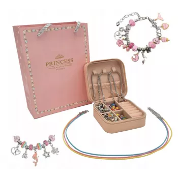 Conjunto de contas e pulseiras Extralink 66 peças com charms e bolsa de armazenamento