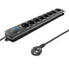 Proteção contra sobretensões Qoltec 50113 preto 8 saídas AC 230 V 1,8 m