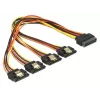 Delock 60157 cabo de extensão de alimentação SATA, SATA 15 pinos (M) com encaixe para 4x SATA 15 pinos (F), 0,3 m, preto/amarelo/vermelho/laranja