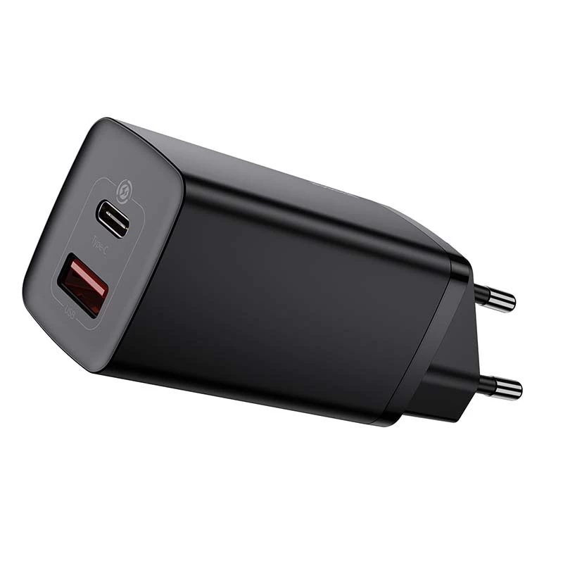 Carregador Baseus CCGAN2L-B01 para dispositivos móveis universal preto AC carregamento rápido para interiores