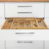 Organizador de gaveta de talheres GreenBlue GB379, bandeja em bambu com compartimentos, superfície natural