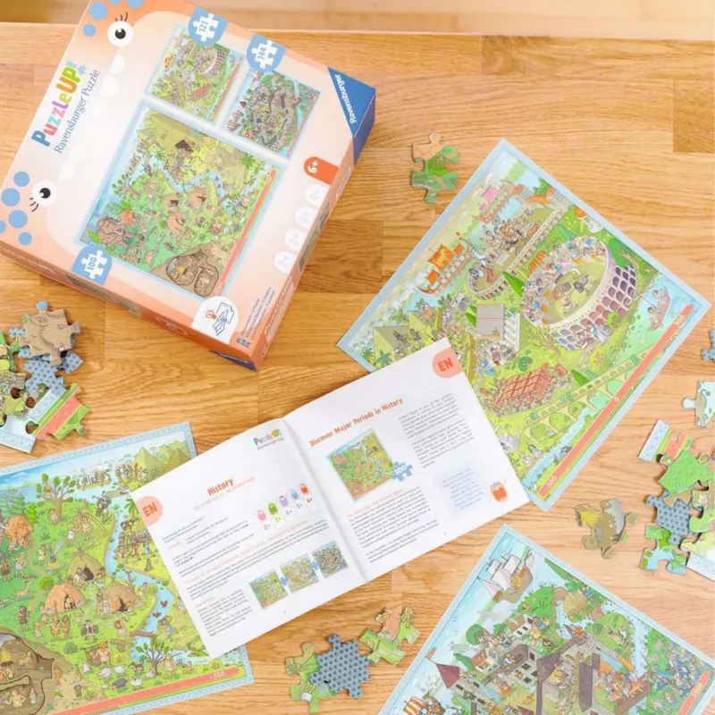Puzzle UP História - Idade da Pedra, Roma Antiga, Idade Média 100, 121 e 144 peças