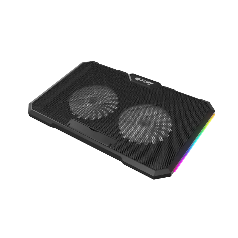 Base de arrefecimento para portátil FURY GUNBAI G3 14,1–17,3 polegadas com 2 ventoinhas, iluminação RGB, 2× USB