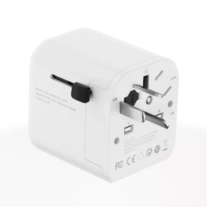 Adaptador de viagem universal GEMBIRD TPA-EU2A12-01-W 12W fonte de alimentação USB para tomadas internacionais