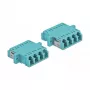 Delock 86541 acoplador de fibra ótica LC Quad Multimode OM3, azul-claro, 2 unidades