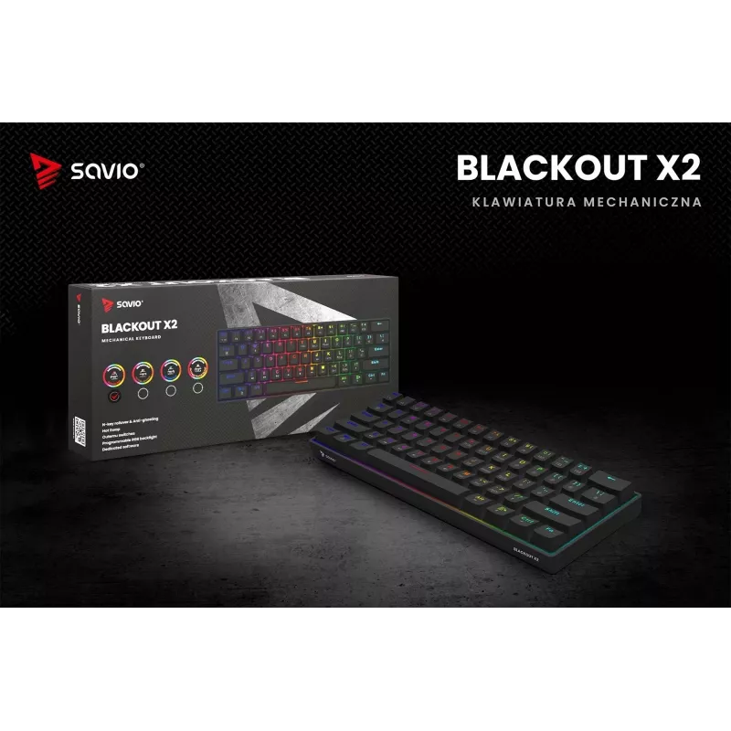 Teclado mecânico SAVIO BLACKOUT X2 OUTEMU Red, Hot Swap