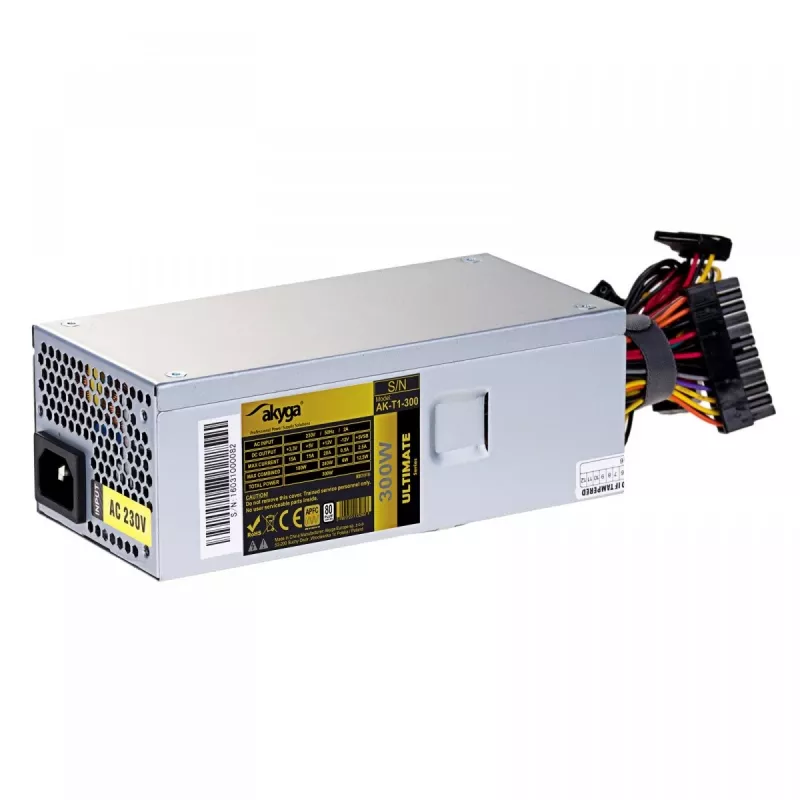 Fonte de alimentação TFX Akyga AK-T1-300 300 W, PFC ativo, ventoinha de 80 mm