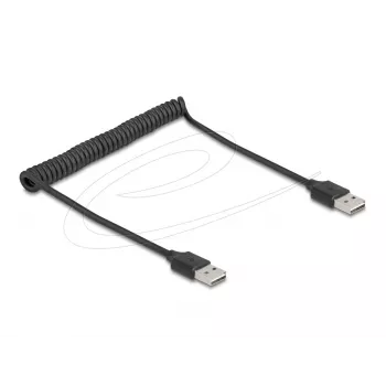Cabo espiral DeLOCK EASY-USB 2.0 Type-A macho para Type-A macho 0,5 m a 0,8 m preto