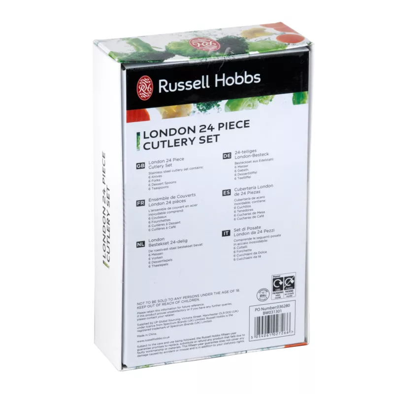 Conjunto de talheres Russell Hobbs BW031302EU7 — 24 peças em aço inoxidável