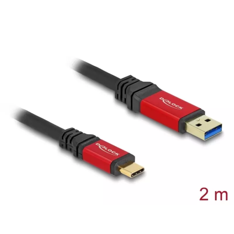 Cabo USB DeLOCK 80618 10 Gbit/s Type-A para Type-C 2m vermelho metal