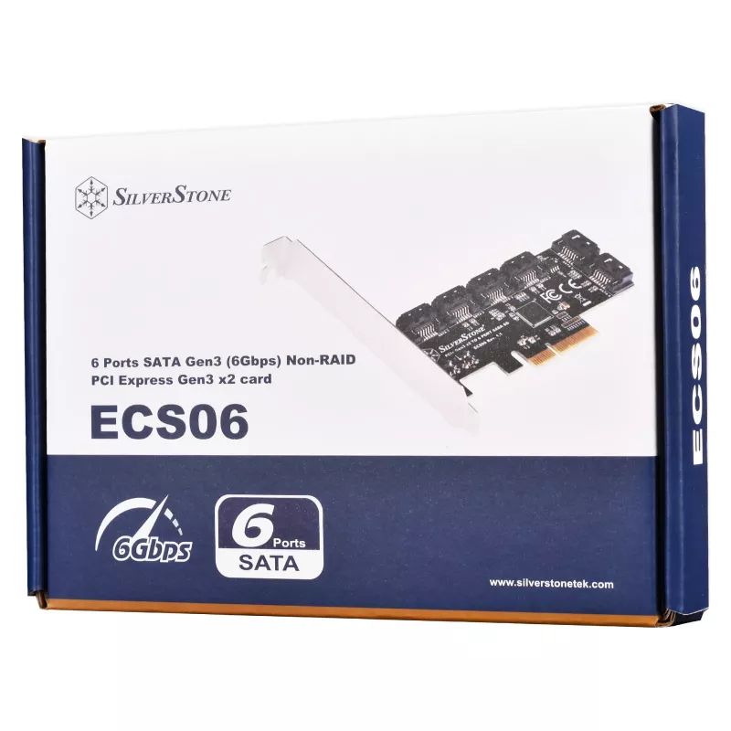 Controlador Serial ATA SILVERSTONE SST-ECS06 — placa PCIe com 6 portas SATA
