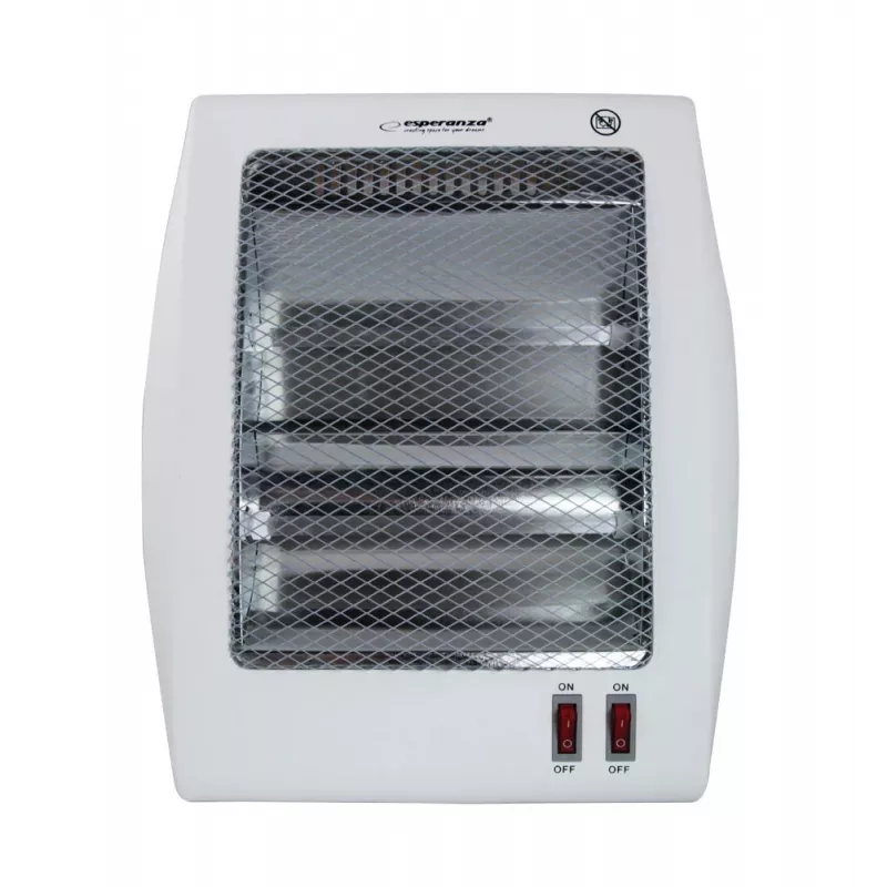 Aquecedor elétrico de quartzo ESPERANZA EHH010 400W/800W, branco, cabo de 1,2 m, botões, termostato ajustável